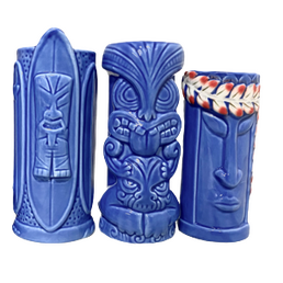 Ceramic Tiki Mugs Blue Fury Pack of 3