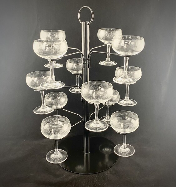 Cocktail Tree Drink Stand Stainless Steel 12 Arm BlackBarware Australia