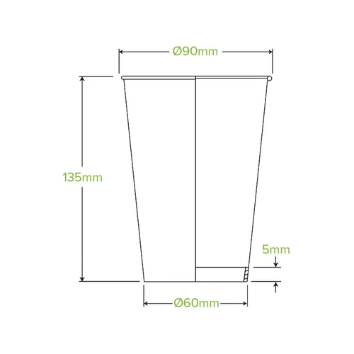 BioCup 510ml/16oz (90mm) Kraft Green Stripe Single Wall