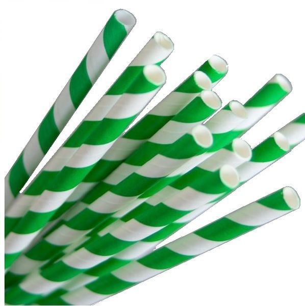 Paper Straws Lime Green Stripe Pack 40