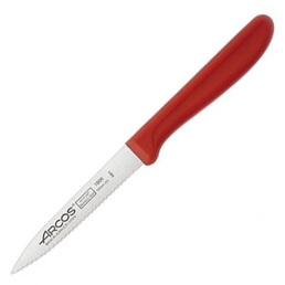 Paring Knife 100mm Serrated Red Handle Pointed Tip