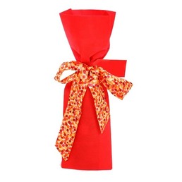 Wine Bottle Gift Bag Woven Red with Ribbon