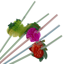 Drinking Straws Plastic Fruit Cocktail Pack 12