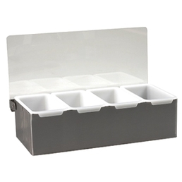 Bar Caddy Condiment Dispenser Tray 4 Section S/S
