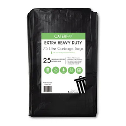 Caterpak 75L Heavy Duty Garbage Bags - Flat Pack 250/Carton
