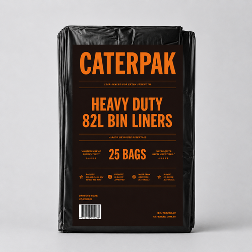 Caterpak 82L Heavy Duty Garbage Bags (Flat Pack) - 250/Carton