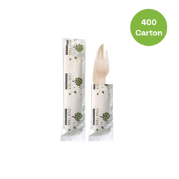 Wooden cutlery Set- Knife, Fork, Napkin 400/Carton 
