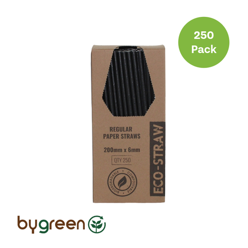 Regular Paper Straws- Black 