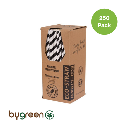Regular Paper Straws- Black & White Stripe 