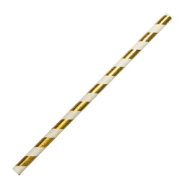 Regular Paper Straws Gold & White Stripe Pack 250
