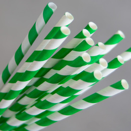 Paper Regular Straw - GREEN STRIPE 250Pk