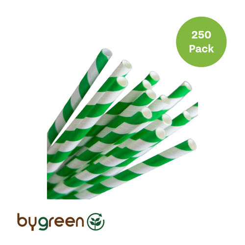 Paper Regular Straw - Green Stripe