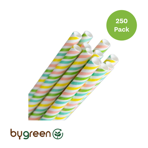 Paper Regular Straw - Rainbow Stripe
