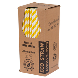 Paper Regular Straw - Yellow Stripe- 250PK