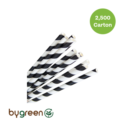 Paper Regular Straw - Black Stripe