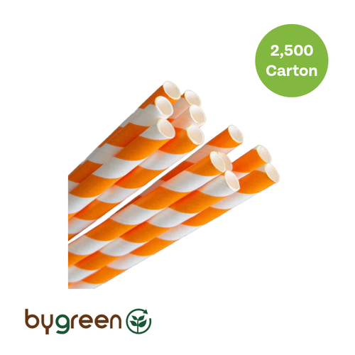 Paper Regular Straw - Orange Stripe
