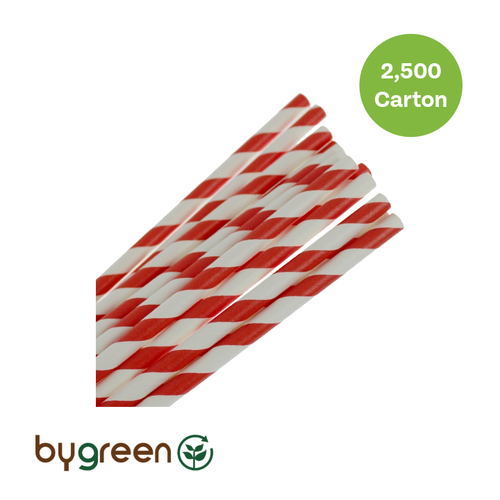 Paper Regular Straw - Red Stripe 