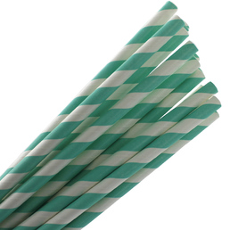 Paper Straws Aqua & White Stripe Pack 40