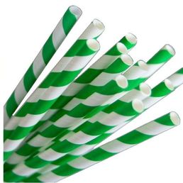 Paper Straws Lime Green Stripe Pack 40