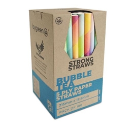 5PLY Paper Straw Bubble Tea (12.5 x 215mm)- Mixed Colours
