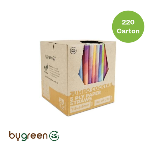 5PLY Paper Straw Jumbo Cocktail- Mixed Colours 