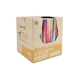 5PLY Strong Paper Straw Jumbo Cocktail [8.5x135mm]-Mixed Colours