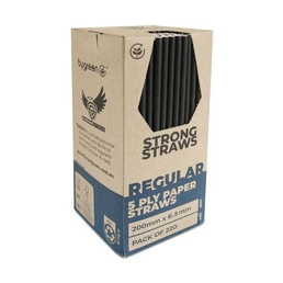 5PLY Strong Paper Straw Regular [6.5x200mm] -Black- 220/Pack