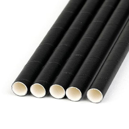 *5 PLY* Strong Paper Straw Regular (6.5x200mm)- Plain Black 