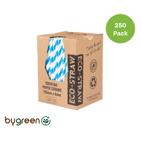 Paper Cocktail Straws - Blue Stripe