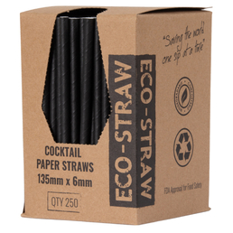 Paper Cocktail Straws - Black 2500/Carton