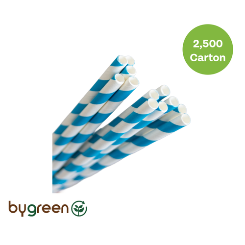 Paper Cocktail Straws - Blue Stripe 