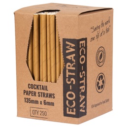 Paper Cocktail Straws - Kraft 2500/Carton