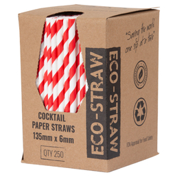 Paper Cocktail Straws - Red Stripe 2500/Carton