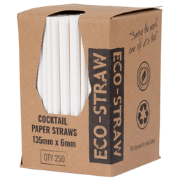 Paper Cocktail Straws - White 2500/Carton