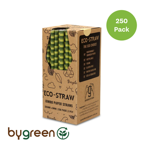 Paper Jumbo Straw - Bamboo 250Pk