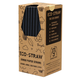 Paper Jumbo Straw - Black 235mm - 250Pk