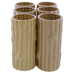 Ceramic Tiki Mug Bamboo Pack of 6