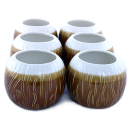 Ceramic Tiki Mug Coconut Pack of 6 