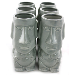 Tiki Mug Easter Island Grey Pack of 6 