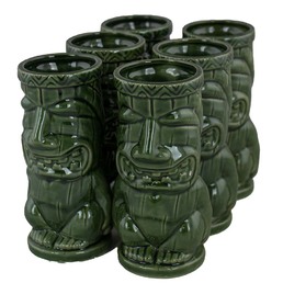 Ceramic Tiki Mug King Green Pack of 6