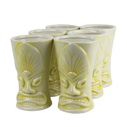 Ceramic Tiki Mug Kala Yellow 500ml Pack of 6