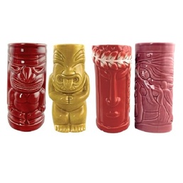 Ceramic Tiki Mugs Hawaiian Pack of 4