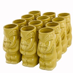 Ceramic Tiki Mug Pele Yellow Pack of 12