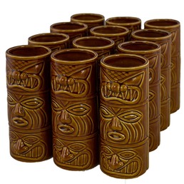 Ceramic Tiki Mug Totem 3 Brown Pack of 12