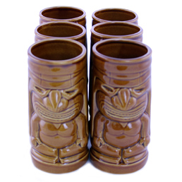 Ceramic Tiki Mug The Chief Brown Pack of 6 