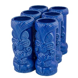 Ceramic Tiki Mug Warrior Blue 500ml Pack of 6