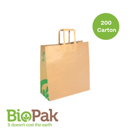 FSC Kraft Recycled Paper Bag - Flat Handle - Medium 