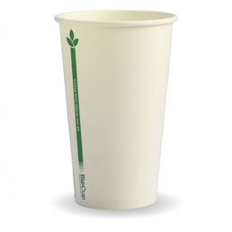 Biopak 12oz Coffee Cup (80mm) - White Green Line 
