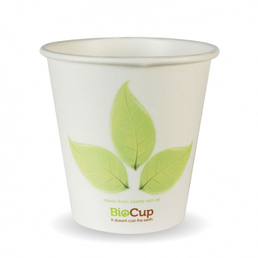BioPak 6oz Single Wall BioCup (80mm) - Leaf Design 