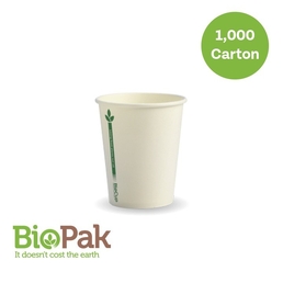 8oz (80mm) Single Wall Biocup - White Green Line 
